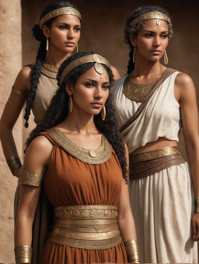 Adult ancient women of Mixed Etruscan Roman Half Ancient Greek decent mixed women
