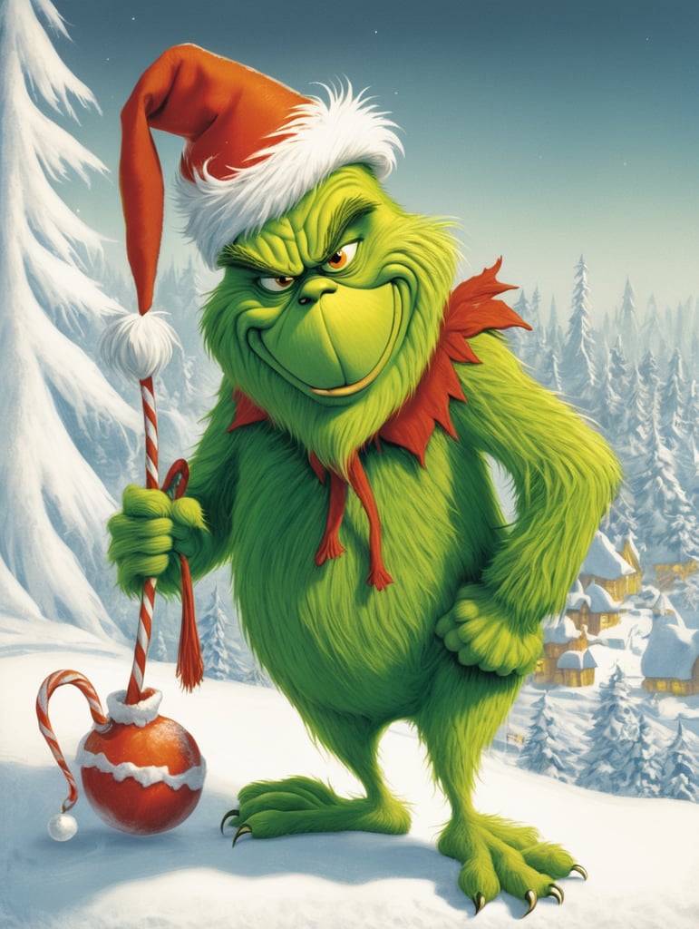 a children's book illustration of the Grinch by Dr. Seuss