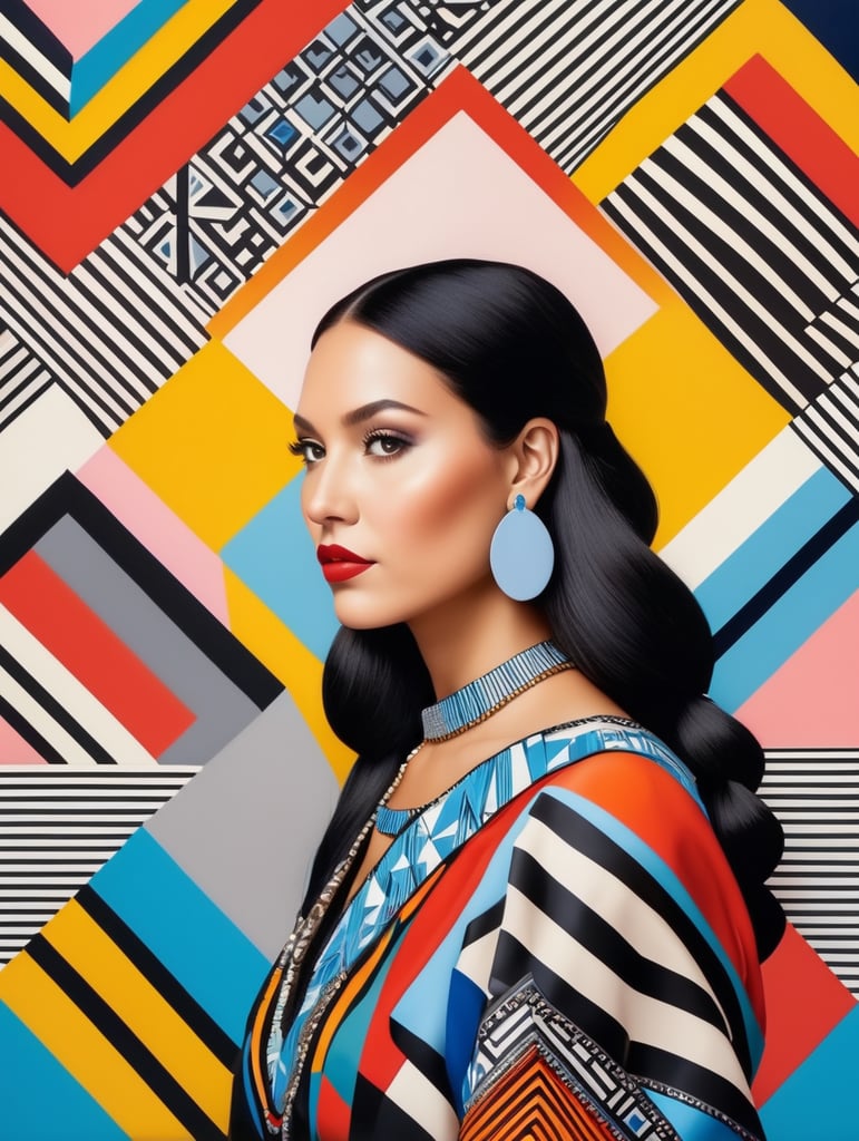 Pocahontas, Illustration, Painting, Visual, Arts, Pattern, France, style of Camille Walala