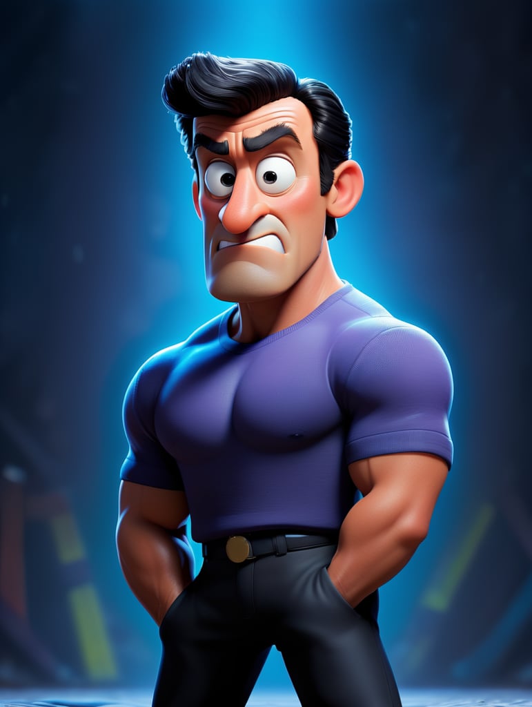 Sylvester Stallone em pé olhando para camera