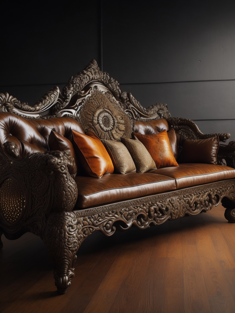 deep carved sofa, deep atmosphere, Chinese style, sharp on details