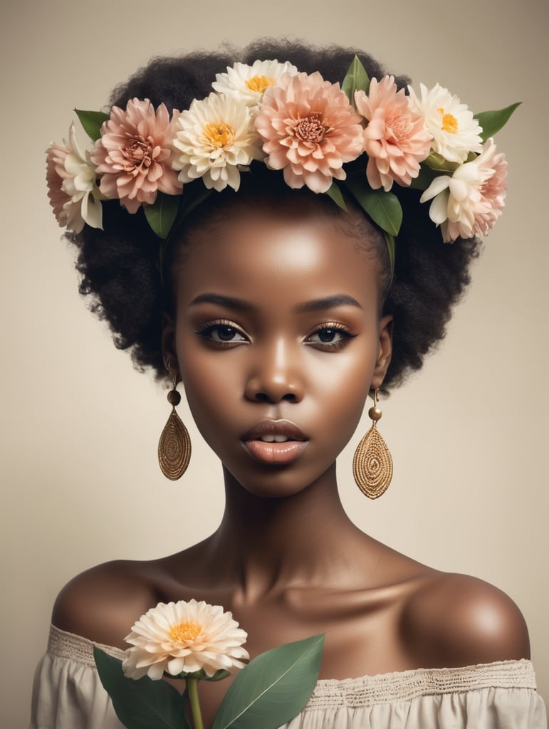 Premium Free Ai Images Beautiful African Girls Holding Flowers In Her