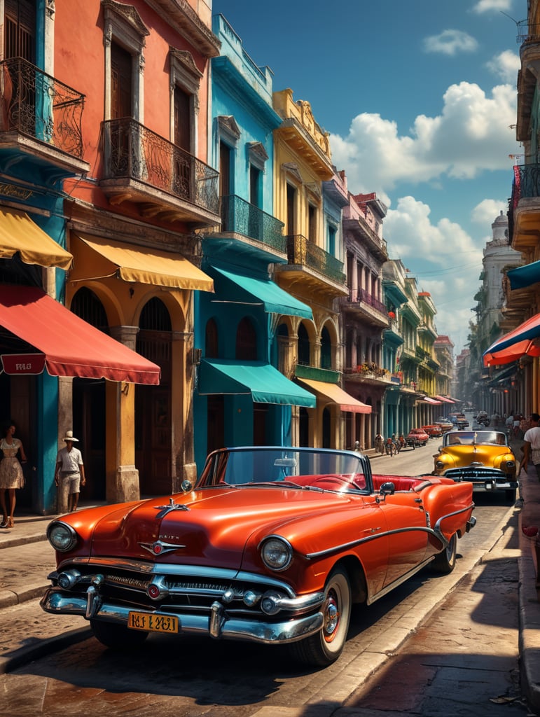 Retro Cuban street scene