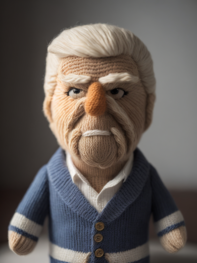 Donald Trump as a knitted toy