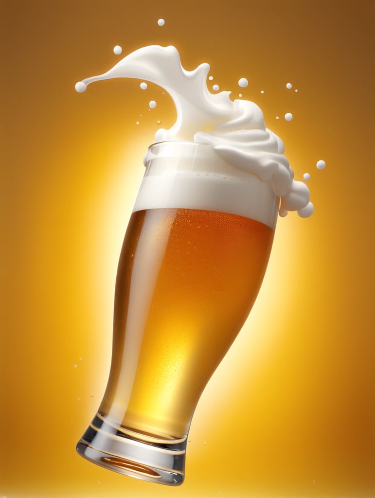professional photo of a beer glass, Beer foam coming out of a glass