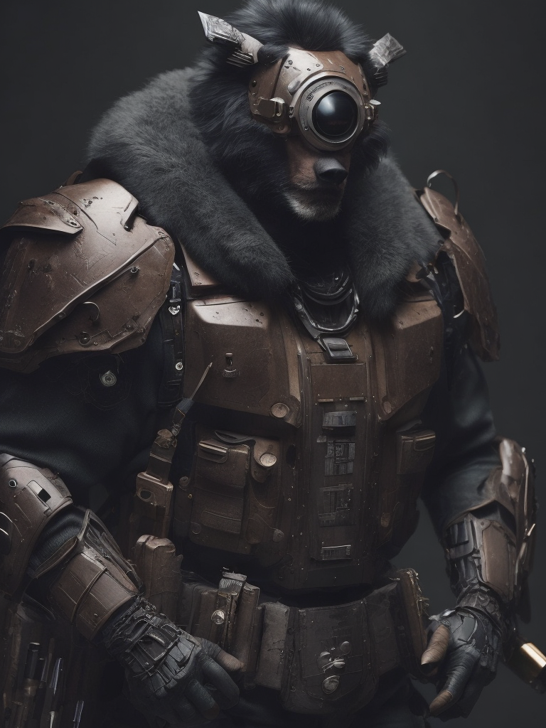 A grizzled veteran with a cybernetic arm and an eye patch, wearing battered armor made from salvaged metal that has been fused with living tissue. He carries a plasma rifle that fires bolts of bio-energy and a combat knife with a blade that shifts shape according to his mental commands. Dramatic biopunk close-up cinematic render by Oliver Wetter, Leiji Matsumoto, and Klaus Wittmann that evokes a sense of mystery and wonder. Produced in Cinema 4D