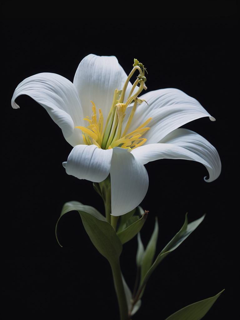 lily flower, black background, deep colors, dark atmosphere, contrasting light