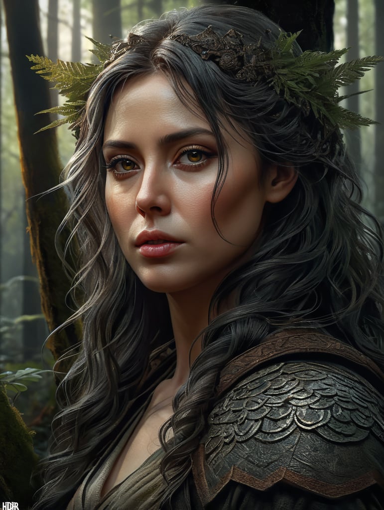 Portrait woman forest hair