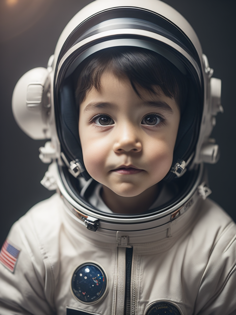 little astronaut in space, deep space background, high details, hubble photography