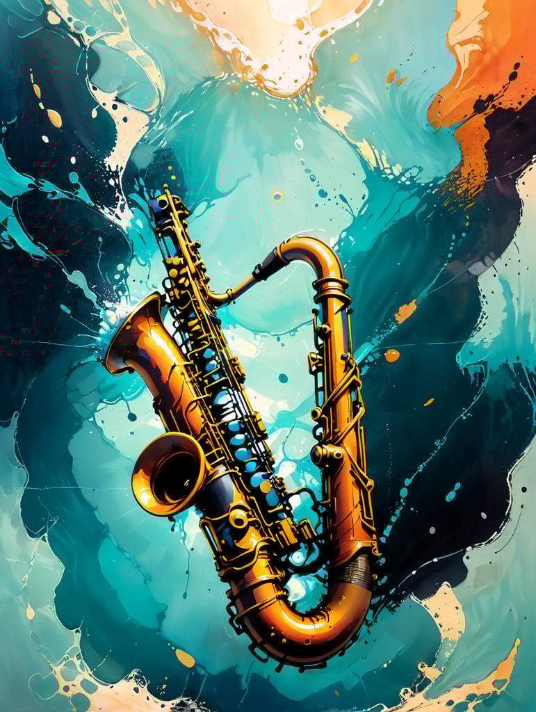 Саксофон мелодия руки вода освещение бассейн