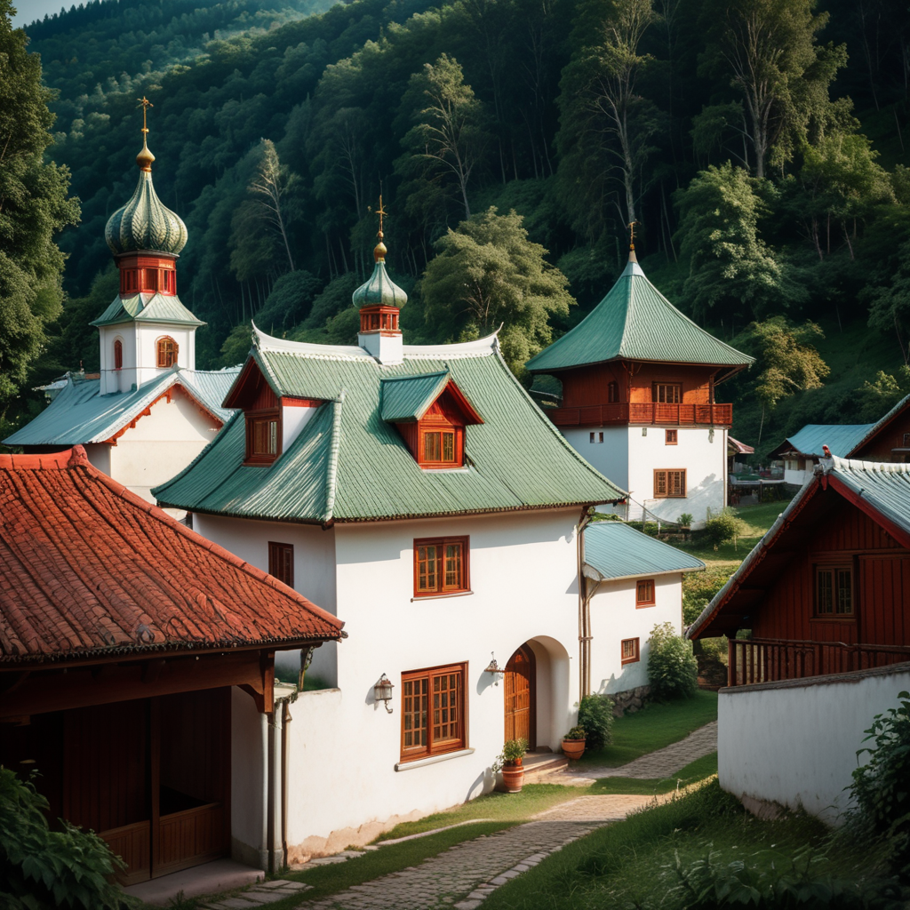 red porcelain russian village