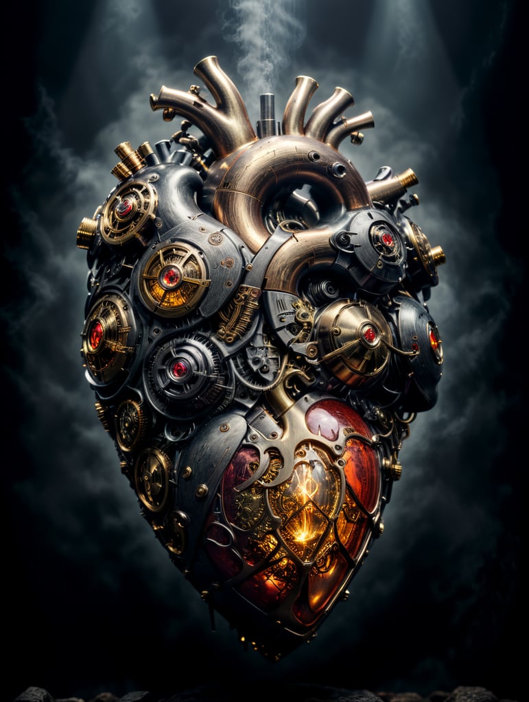 human heart made by a skilled craftsman in medieval steampunk style