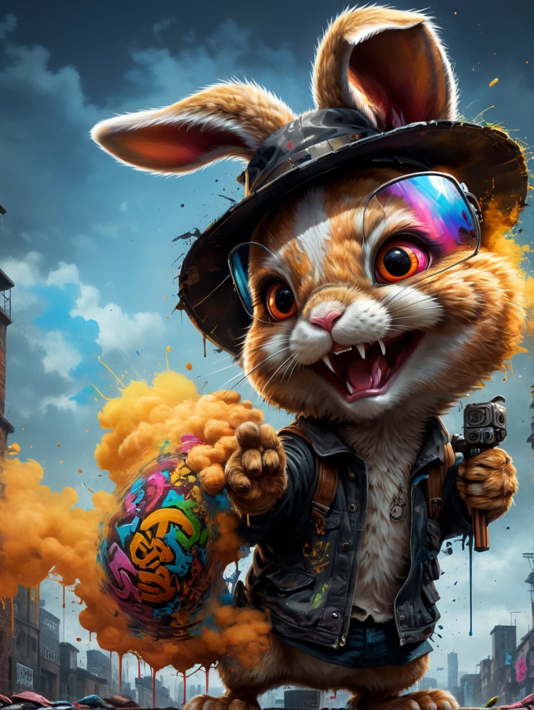 Whole image as a bunny in grafitti style. Must have transparent background.