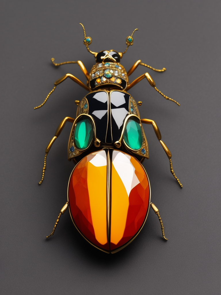 Beetle brooch made from various gems