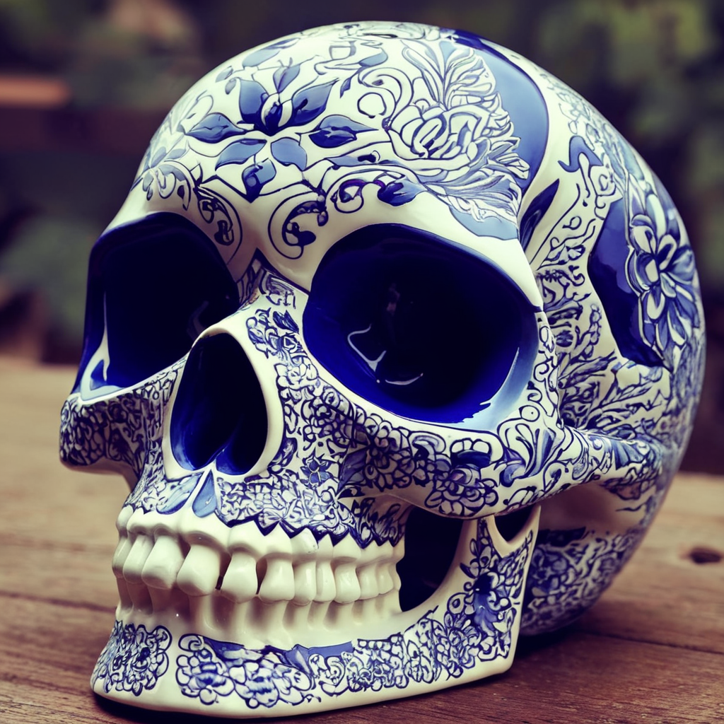 skull images art, ceramics, porcelain
