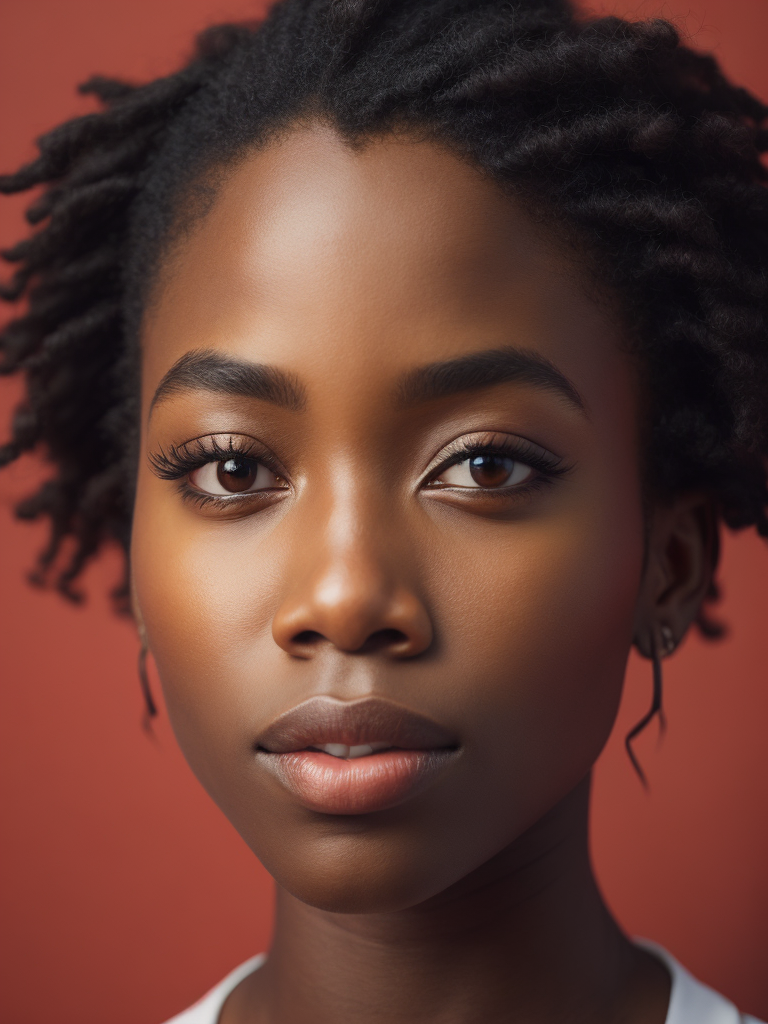 black girl on a red background