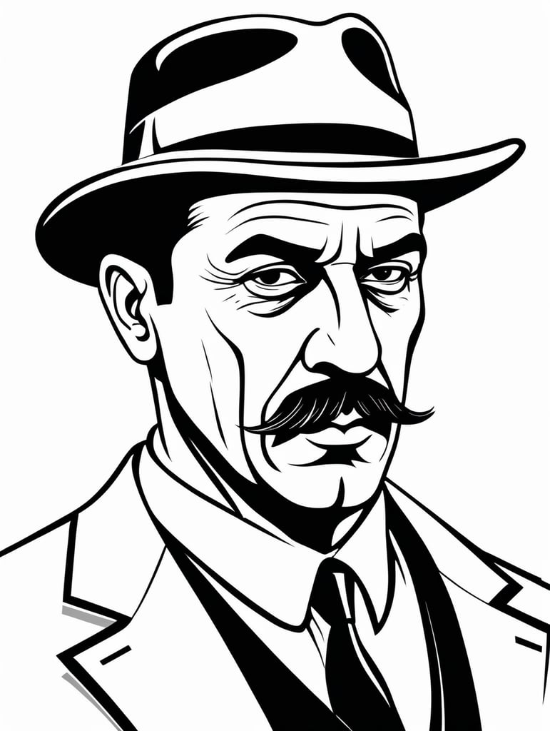 Mafia Boss, in the style of simple line art vector comic art on white background