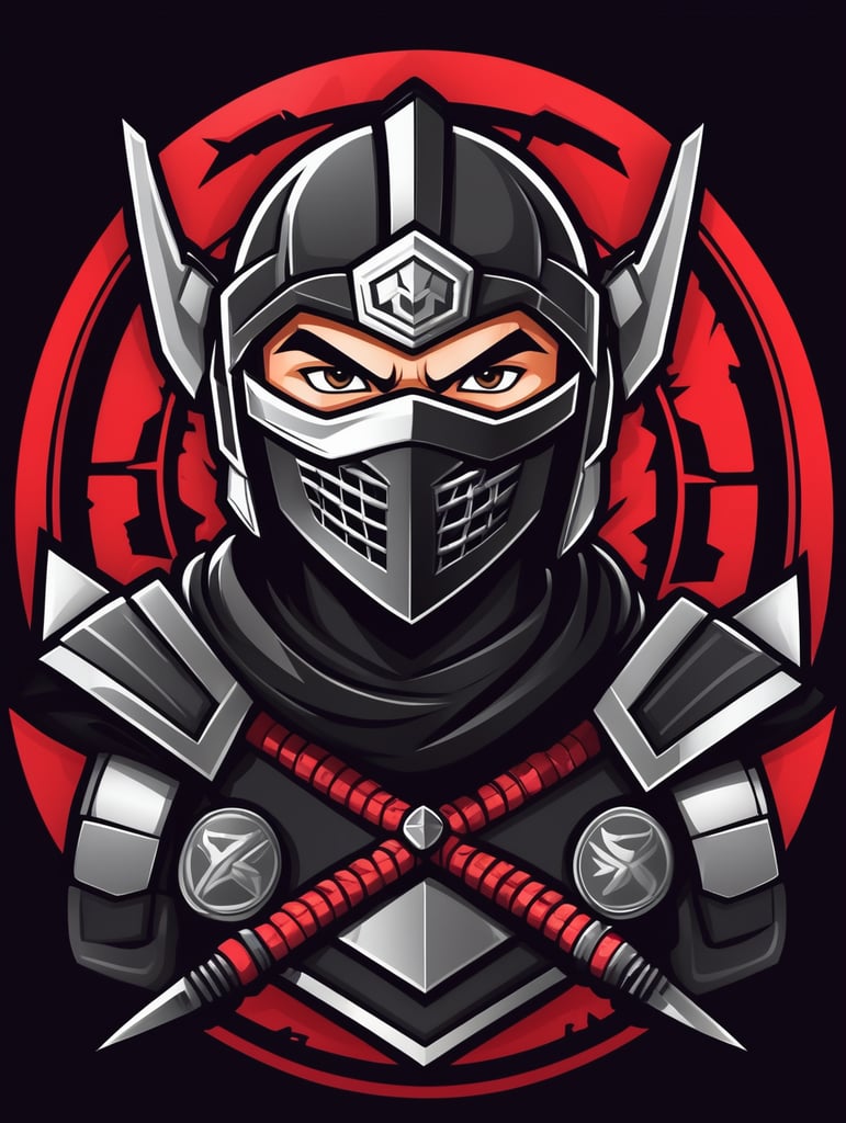 Ninja warrior mascot logo, black background, e-gaming, Gaming Logo, illustration, vector image