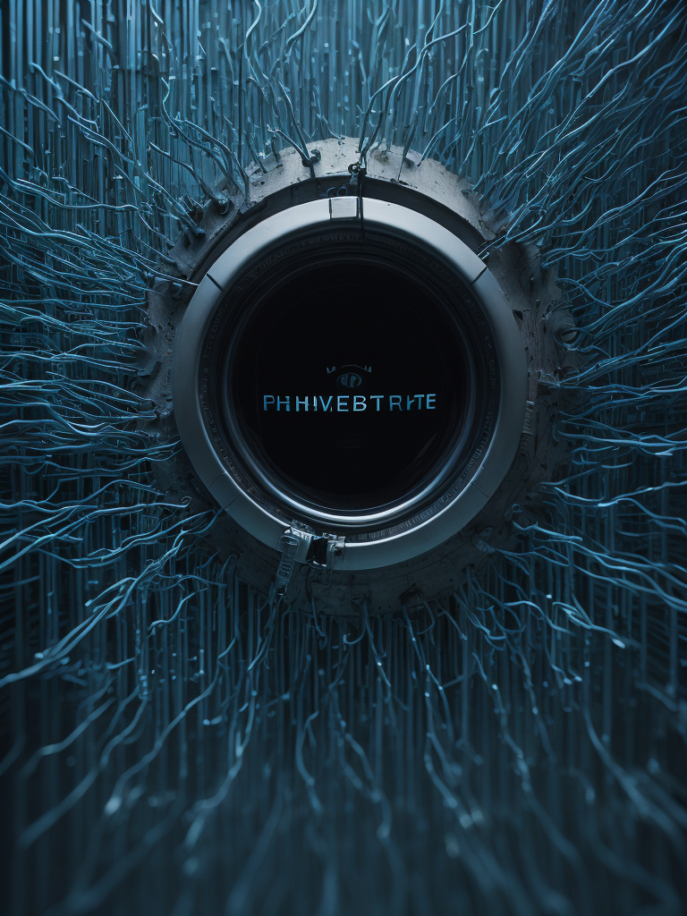 Background with cybersecurity theme, ((Chrome)), light, (neon), full of digital lines and codes. Color blue and gray. Subject of an anonymous hacker using phishing and virus through a computer portal.