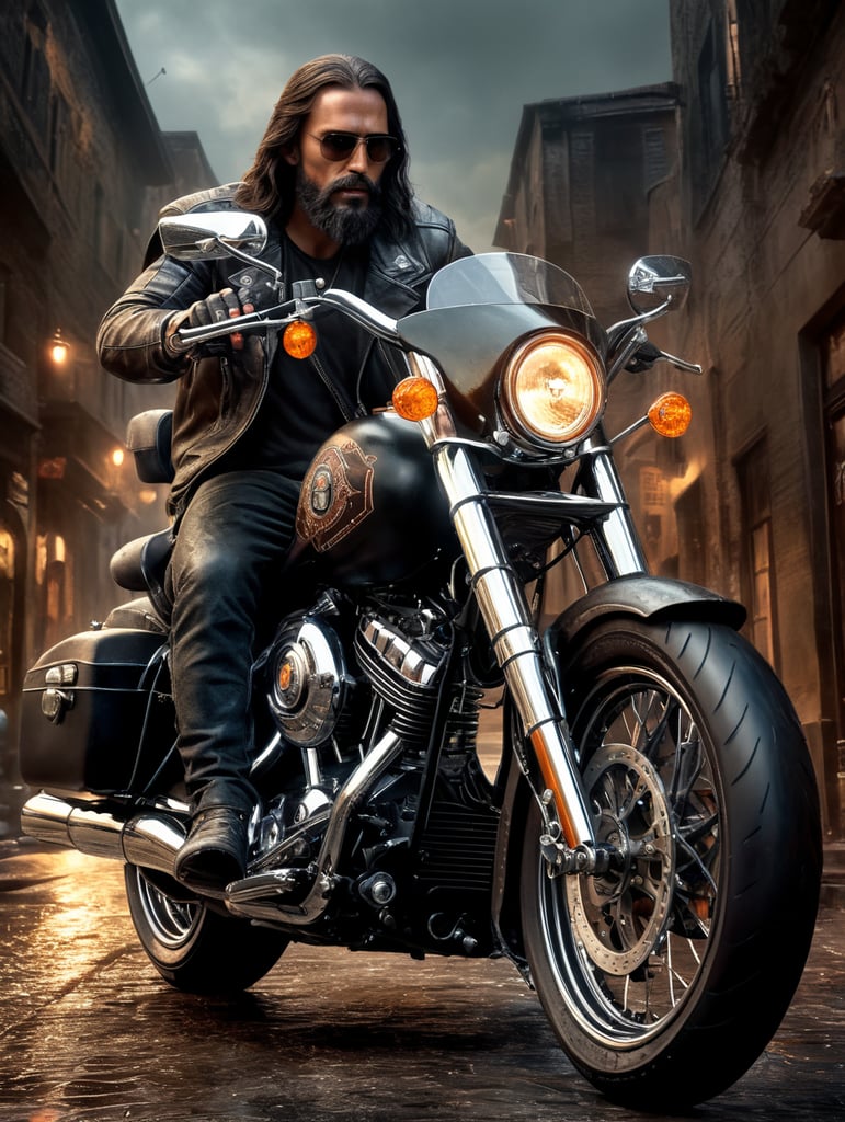 Photo Jesus Christ on a Harley Davidson motorcycle