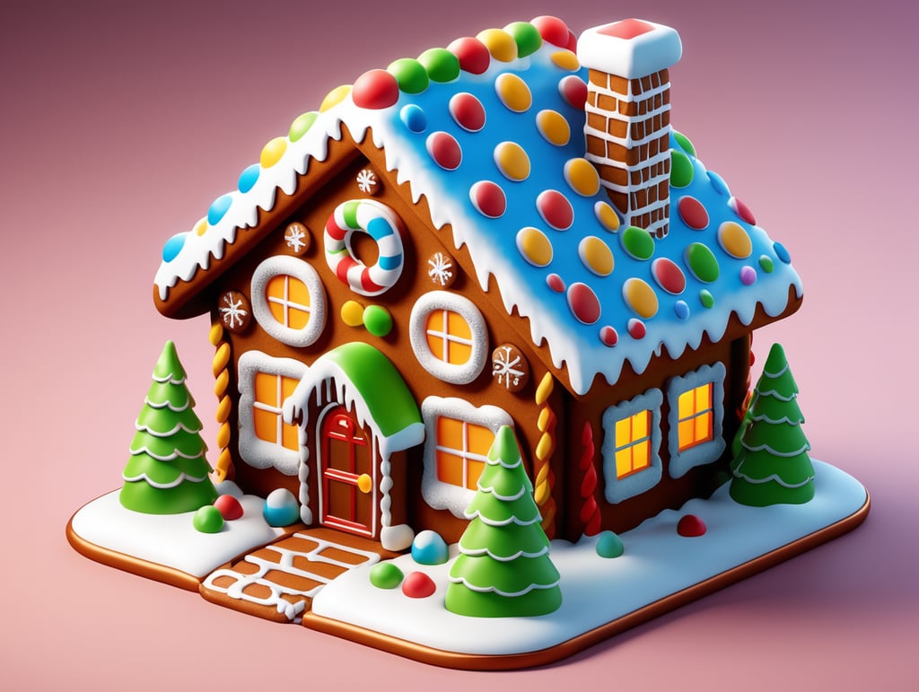 3d icon,cartoon, pop mart,Christmas gingerbread house,clay material isometric, 3D rendering, Blender, smooth ashiny,clear back ground, realistic use of light and color, softgradient, Nintendo trendy, best details higdefinition, high resolution, hyper quality, UltraHD, 8k, ultra detoiled