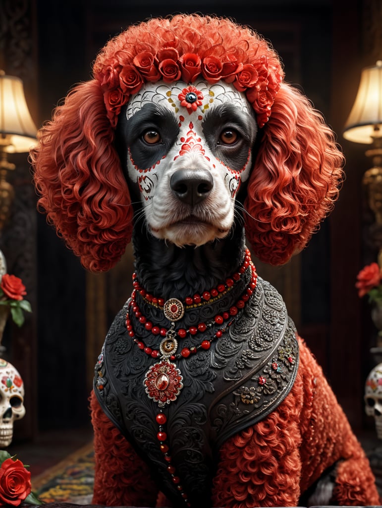 Day of the dead red standard poodle