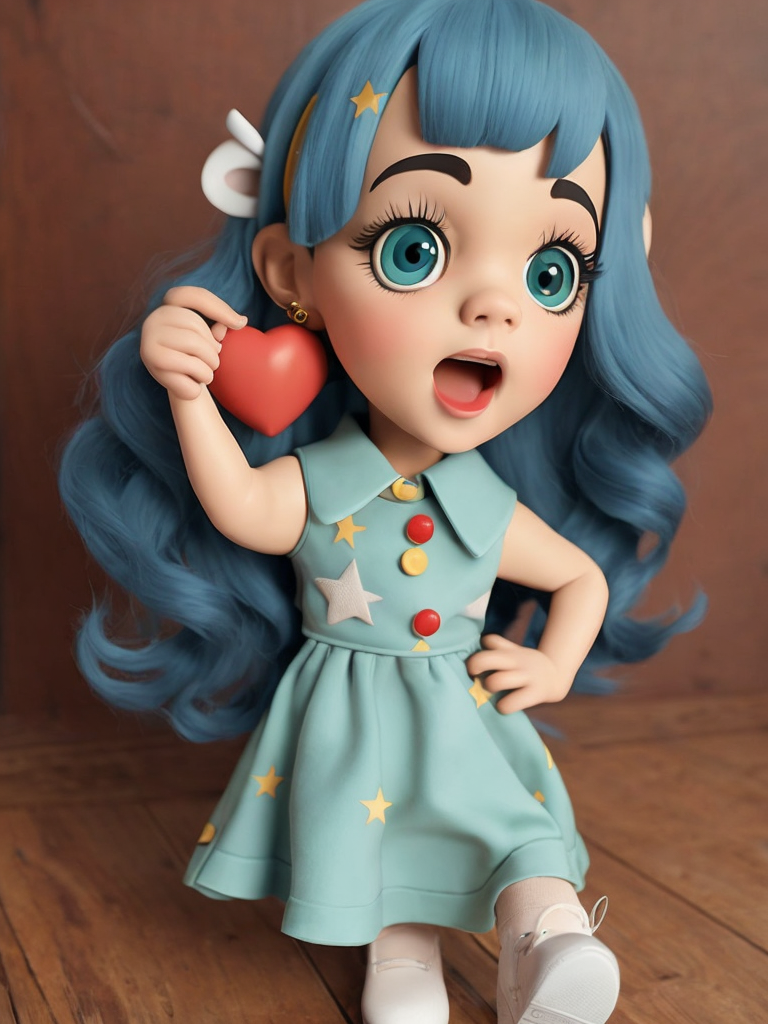 Melanie Martinez as a very cute anime character, 3D, toy