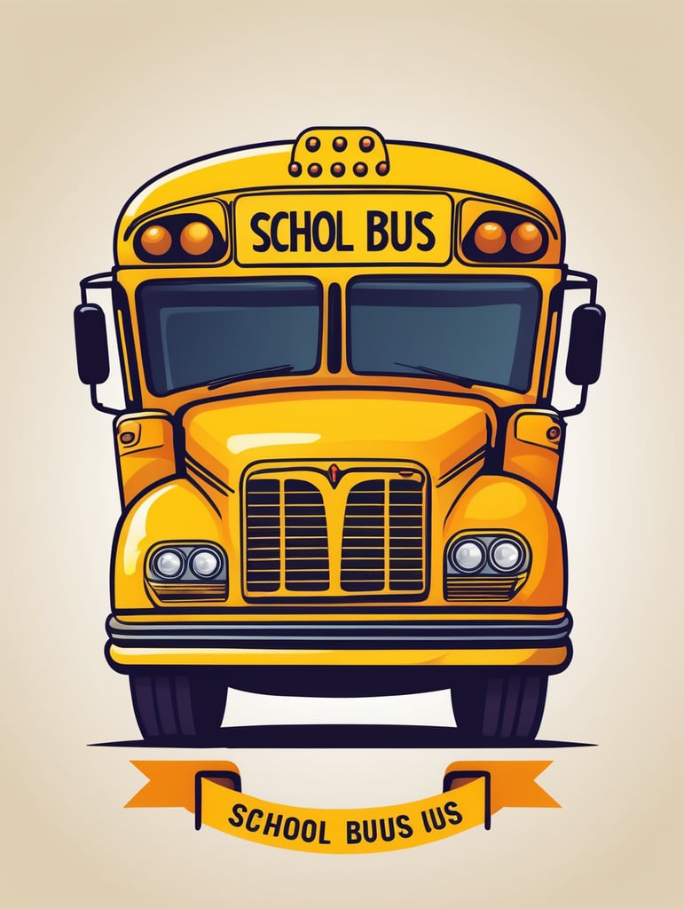 School Bus Vector logo, mascot logo, bright colors, vector Logo, vector image