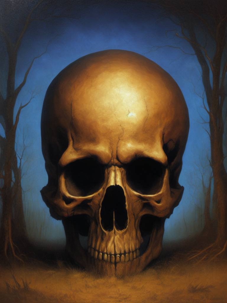 Skull painting by zdzisław beksiński