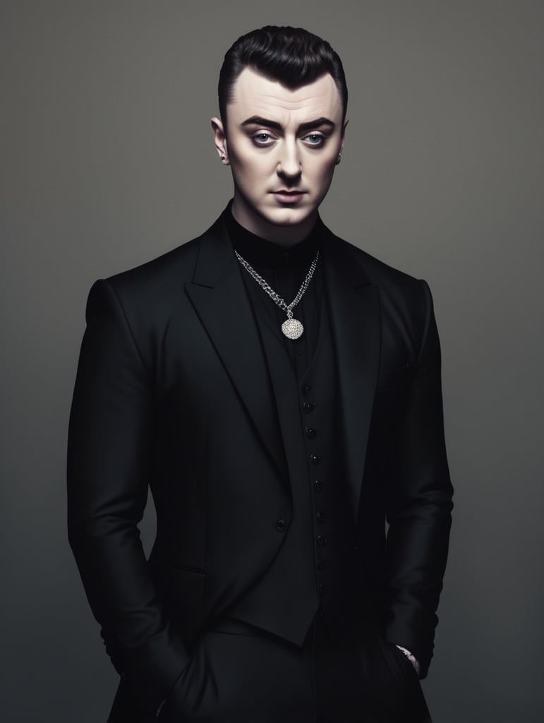 Sam smith, goth, obscure, evil dark backgound
