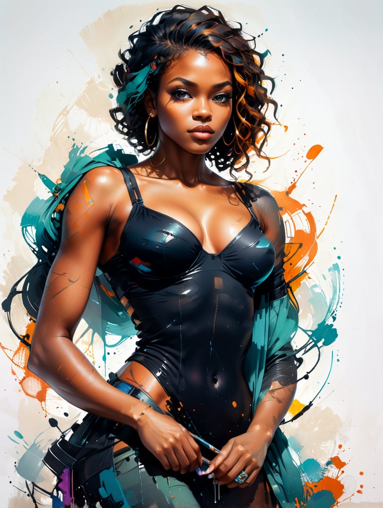 mulher negra, olhar fixo na camera, cabelo cacheado.