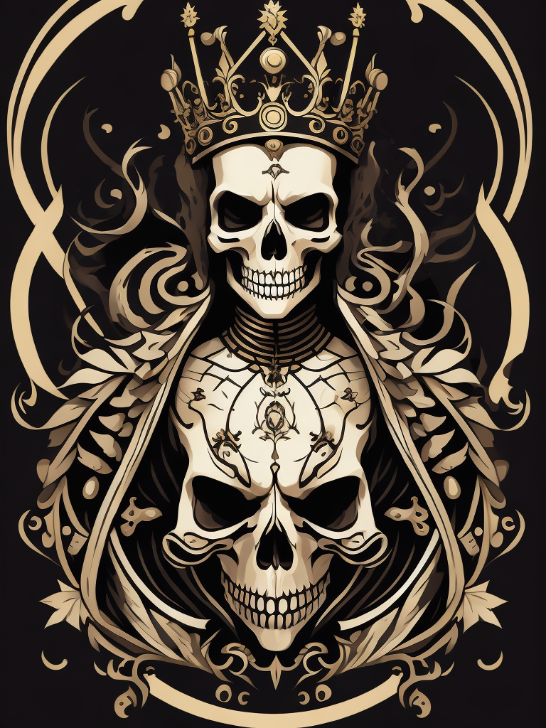 A vector art of a queen skeleton tattoo