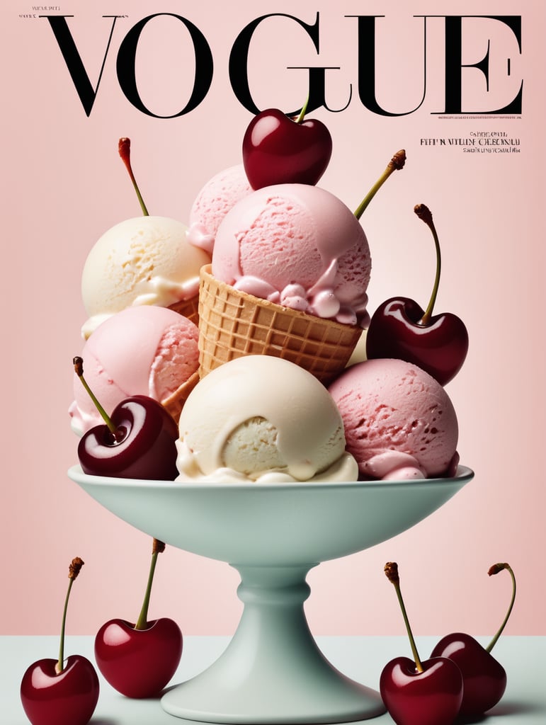 Ice cream with cherry on the cover of Vogue