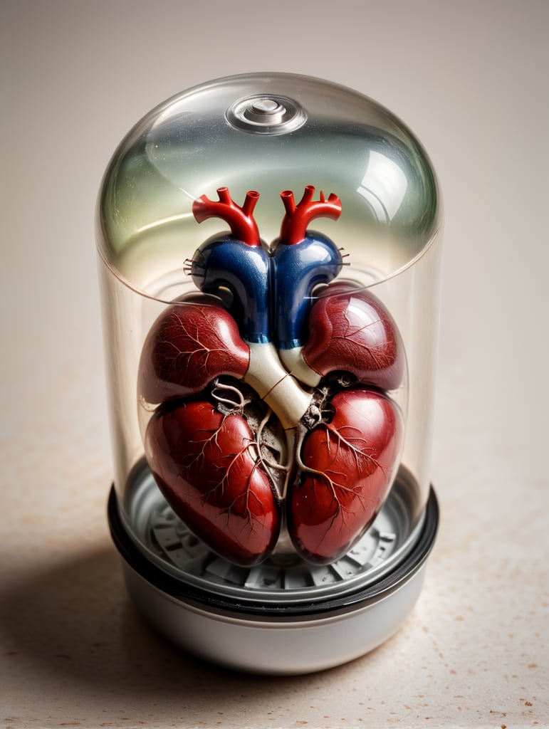 product shot of a heart inside a plastic capsule