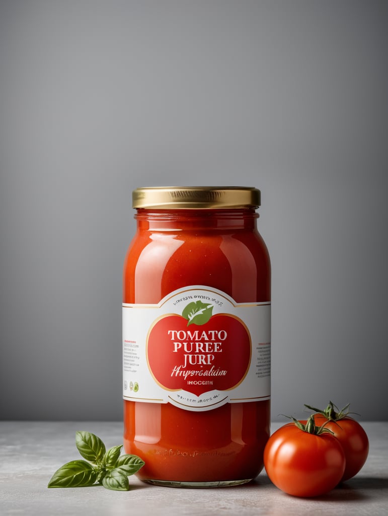 tomato puree jar mockup, no label, isolated, grey background