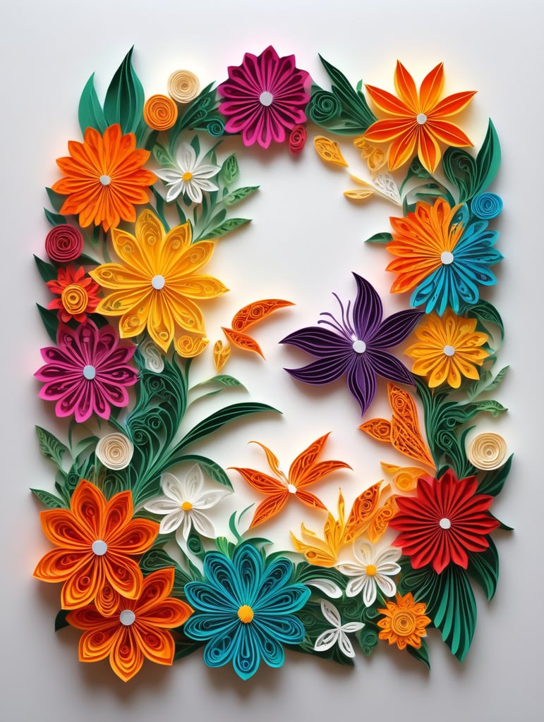 create a vivid colorful a4 size cover page for coloring book on flowers. white background many colorful flowers make the cover bright and vivid where the flowers are overlapping each other, include roses lily's and other flowers on the cover page make the colours bright in two tone and let the colours pop