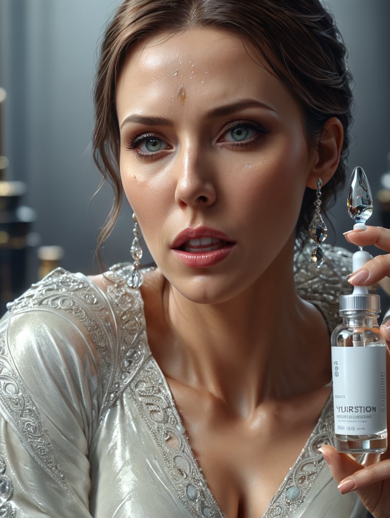 A woman in her 30s using a hyaluronic acid serum.