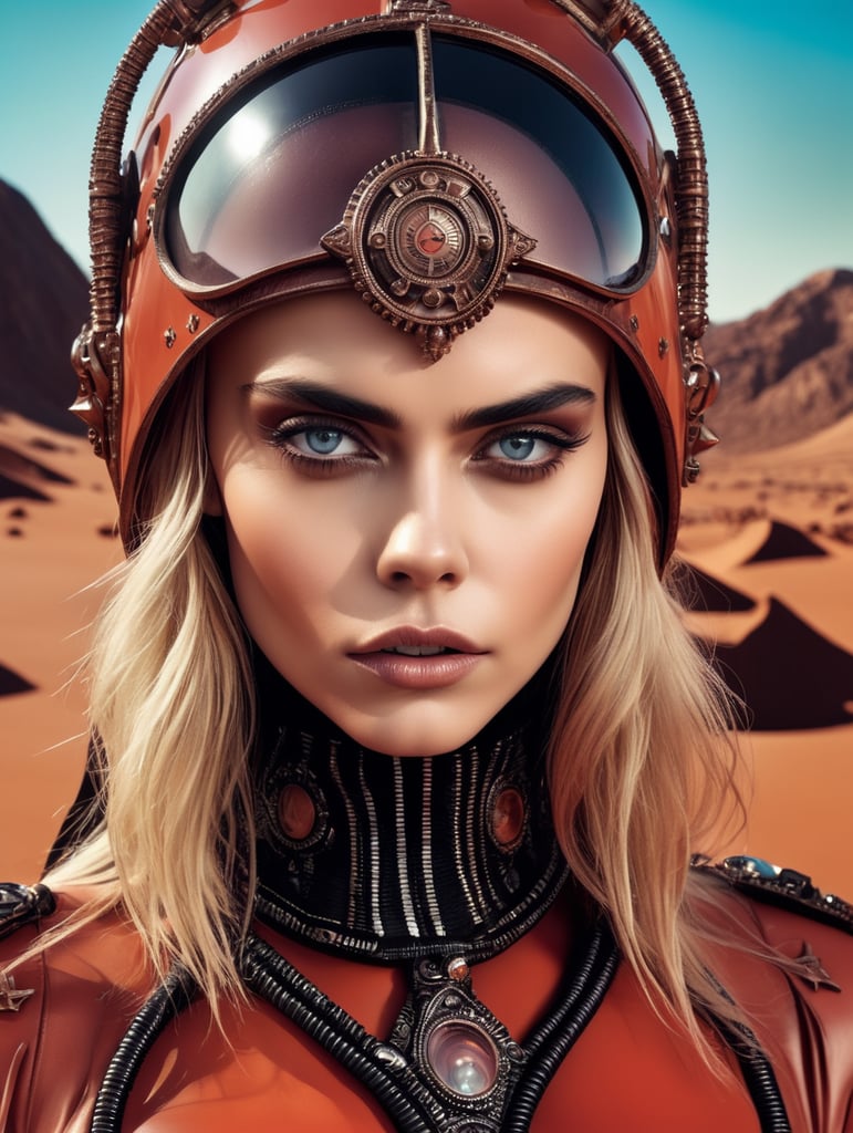 HR Giger's Cara Delevingne in Mars themed Fashion editorial photoshoot, creppy, horror, photography by David LaChapelle