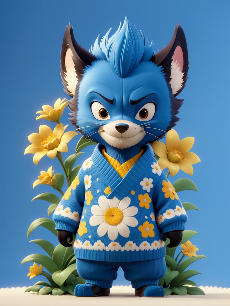 Wolverine with a flower sweater on