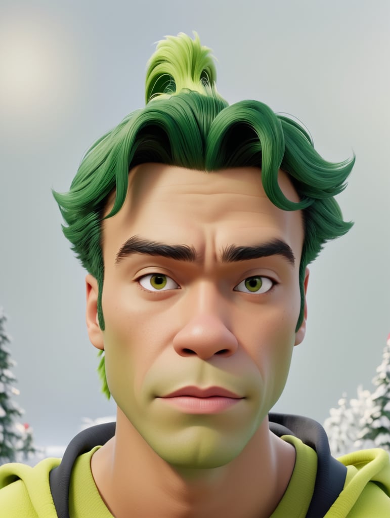 Grinch wearing hoodie and nike shoes