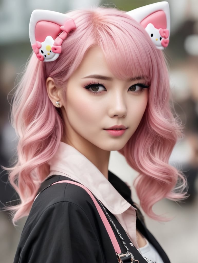 Hello kitty pink hair