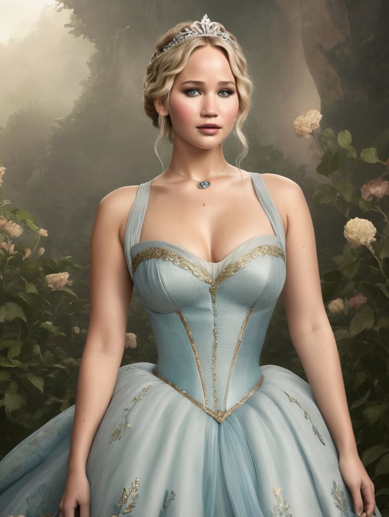 JENNIFER LAWRENCE dressed as a Disney princess