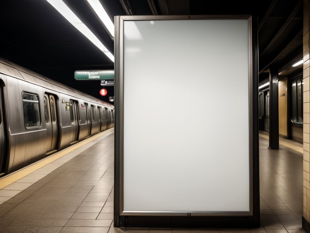 subway blank white billboard, mockup, mock up