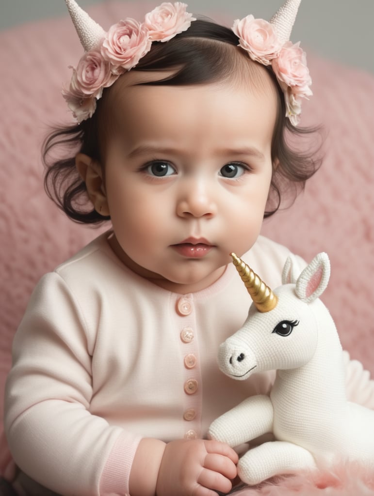 Baby girl with unicorn