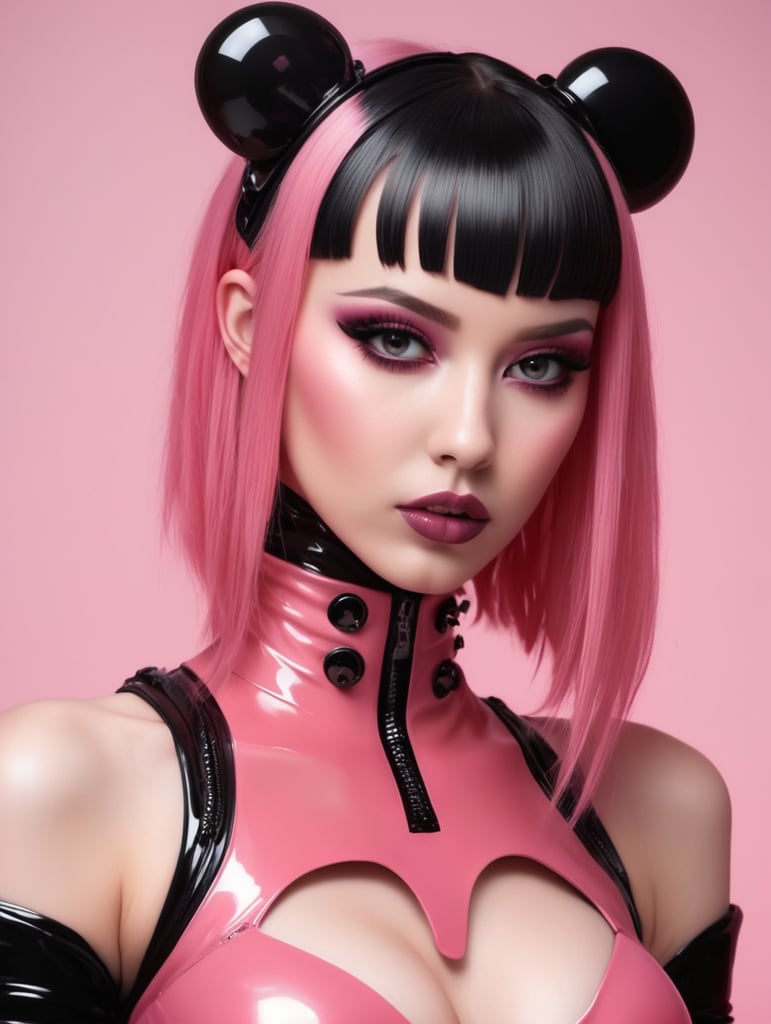 cyber, girl, pink, goth, hot, latex