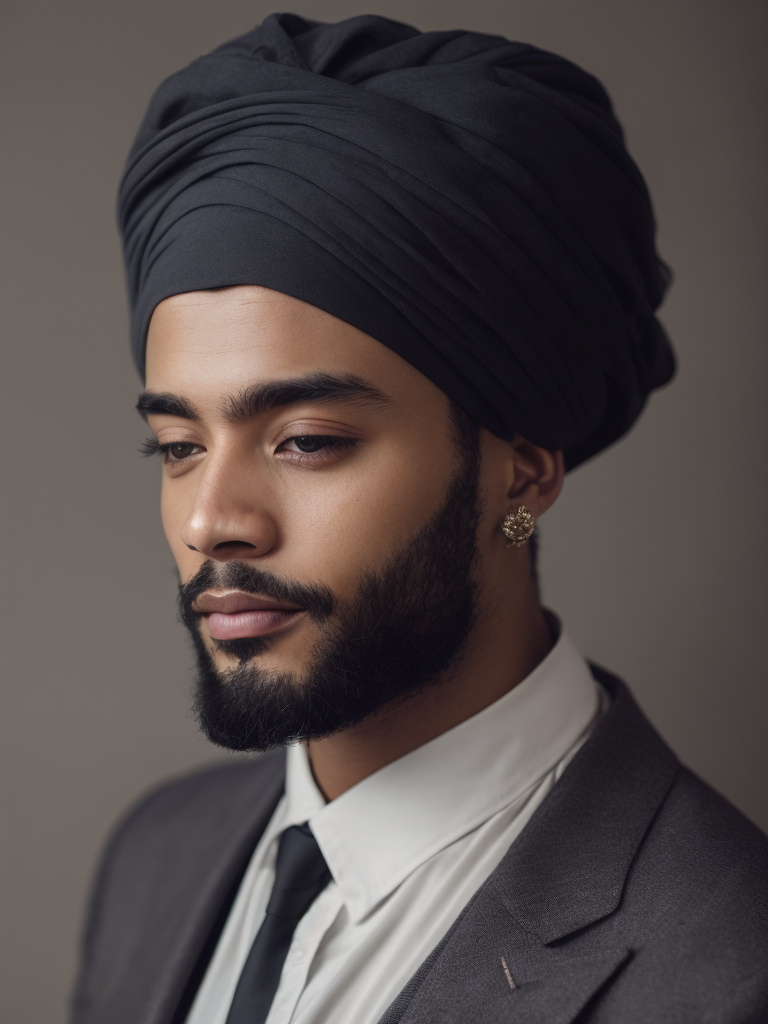 a man in a black dress and a turban