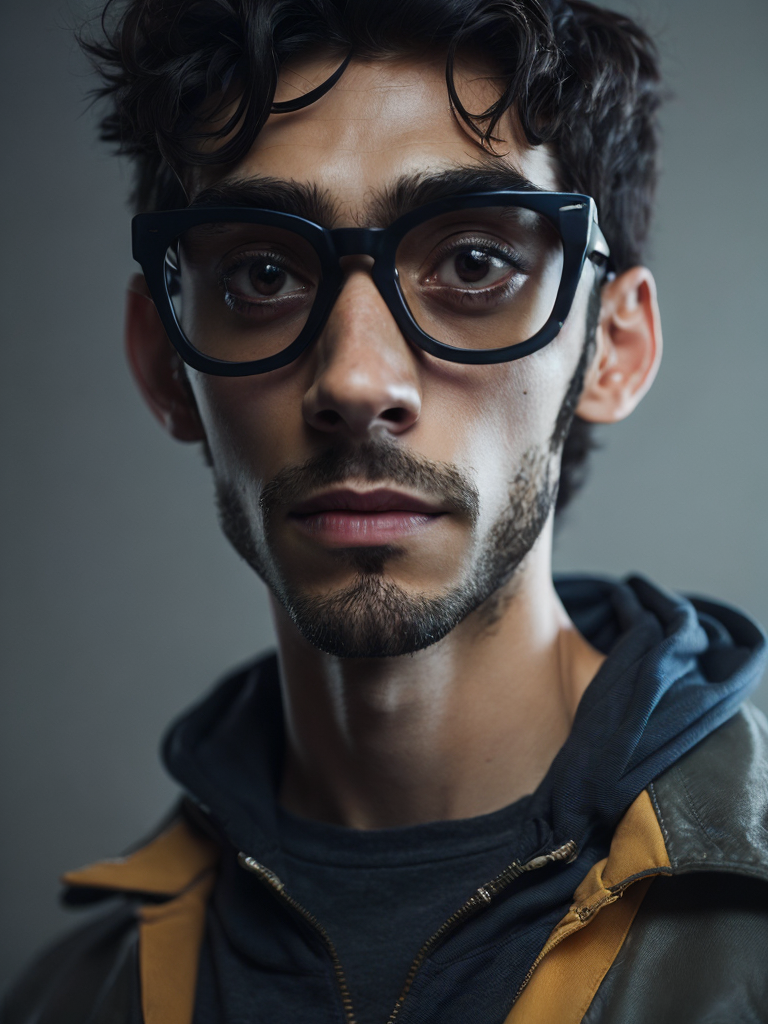 cartoon character with black glasses