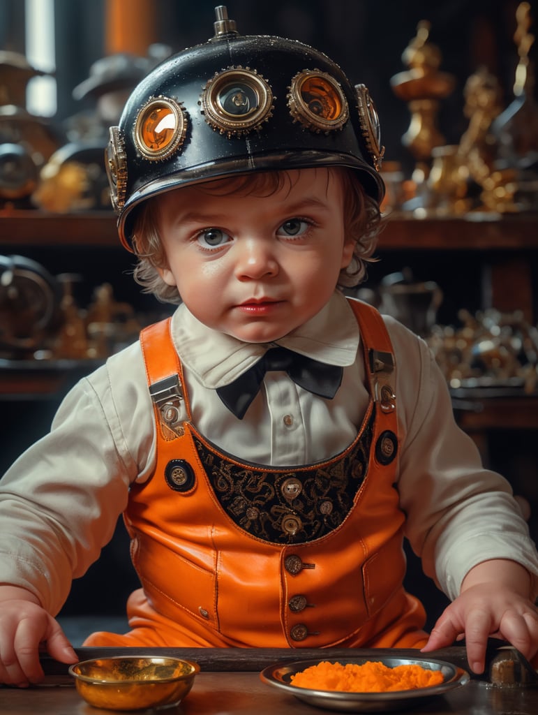 Alex from the Clockwork Orange movie, as a little cute baby, Vivid saturated colors, Contrast color