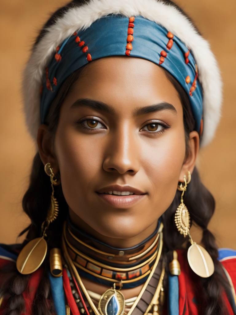 native american woman 19 years old in national dress