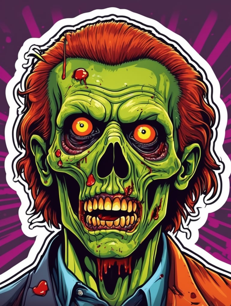 Pop art illustration, sticker, zombie Halloween